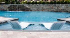 Freeform pool with tanning ledge