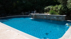 Swimming Pool and Spa with waterfall