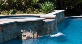 Swimming Pool and Spa with waterfall